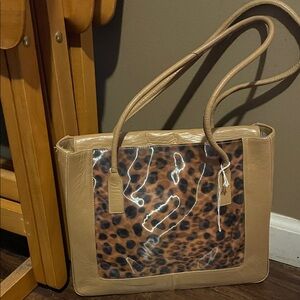 Stuart Weitzman Tan and Leopard Print Bag